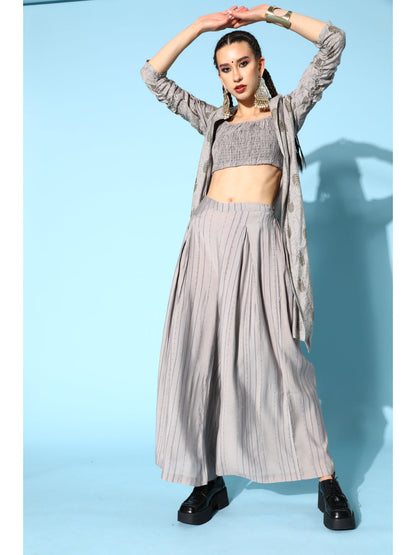 Cotton Printed Regular Ethnic Set (Grey)