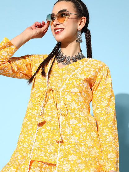 Cotton Floral Regular Ethnic Set (Yellow)