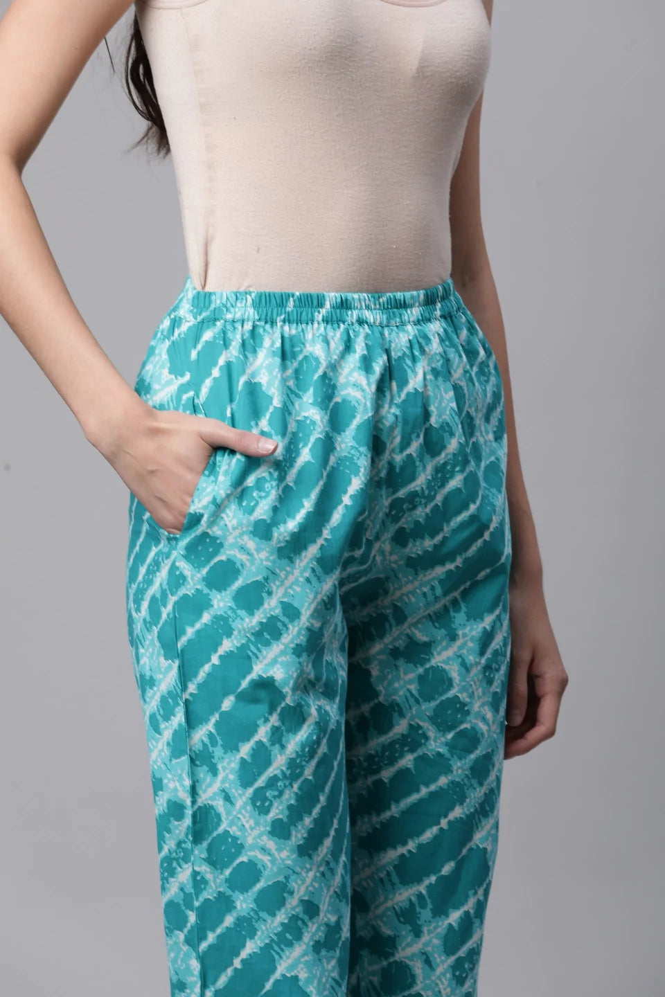 Cotton Tie Die Straight Kurta Set (Blue)