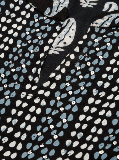 Cotton Block Print Naira cut A-Line Kurta Set