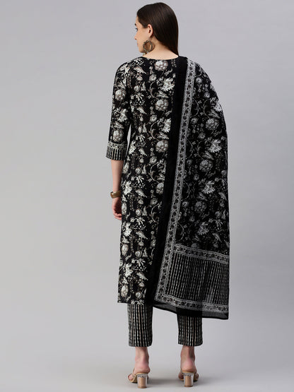 Cotton Floral Straight Kurta Set