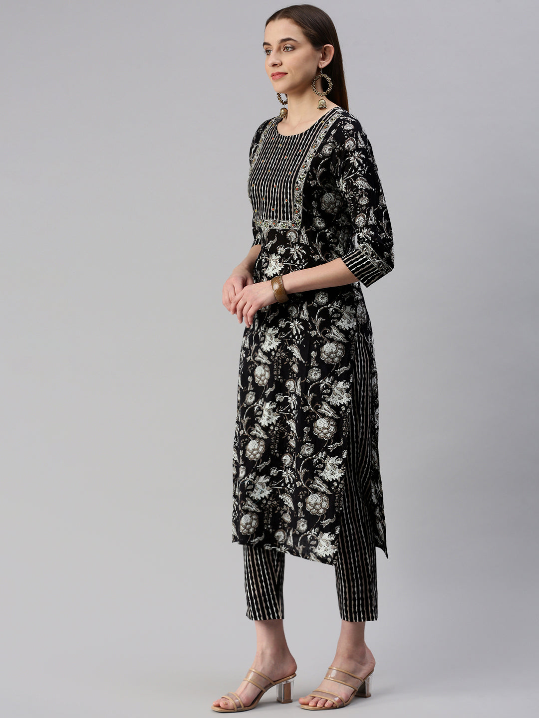 Cotton Floral Straight Kurta Set