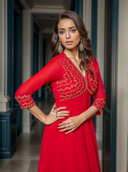 Rayon Emboridery Flared Sharara Kurta set