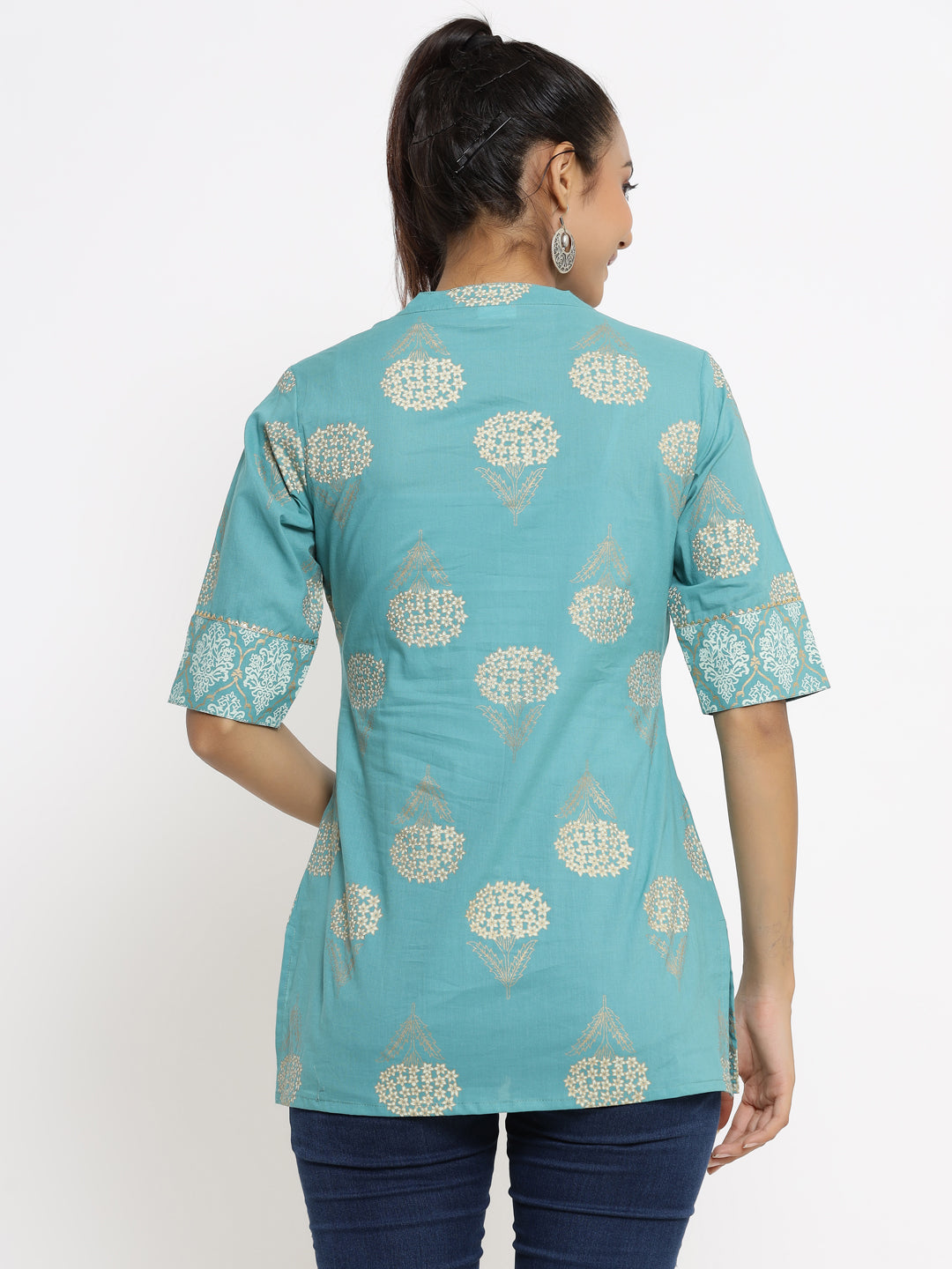 Rayon Gold Print Regular Top