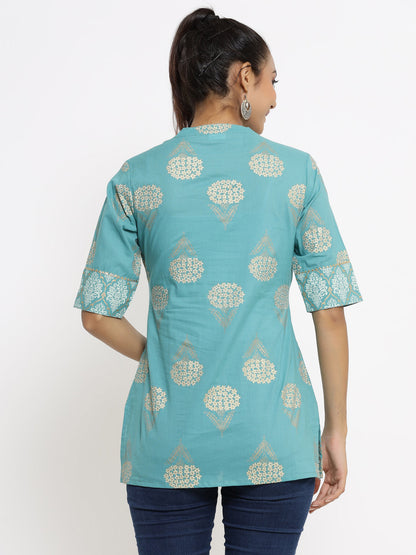 Rayon Gold Print Regular Top