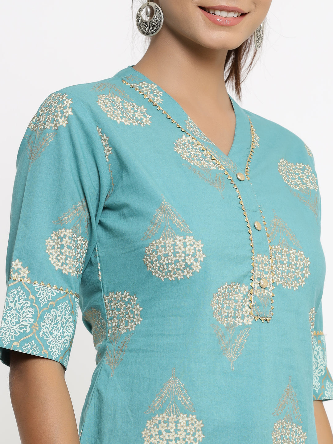 Rayon Gold Print Regular Top