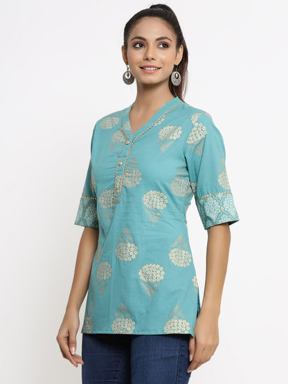 Rayon Gold Print Regular Top