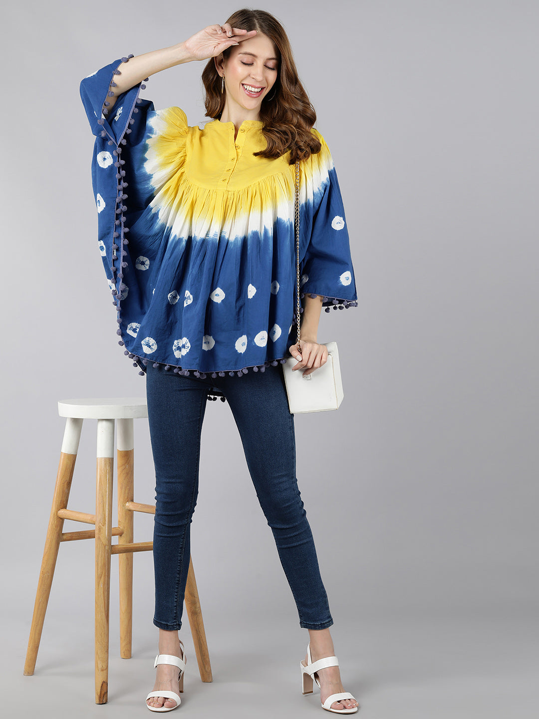 Cotton Dyed Asymmetric Top (Turquoise Blue)