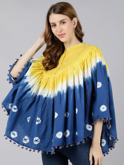 Cotton Dyed Asymmetric Top (Turquoise Blue)