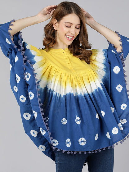 Cotton Dyed Asymmetric Top (Turquoise Blue)