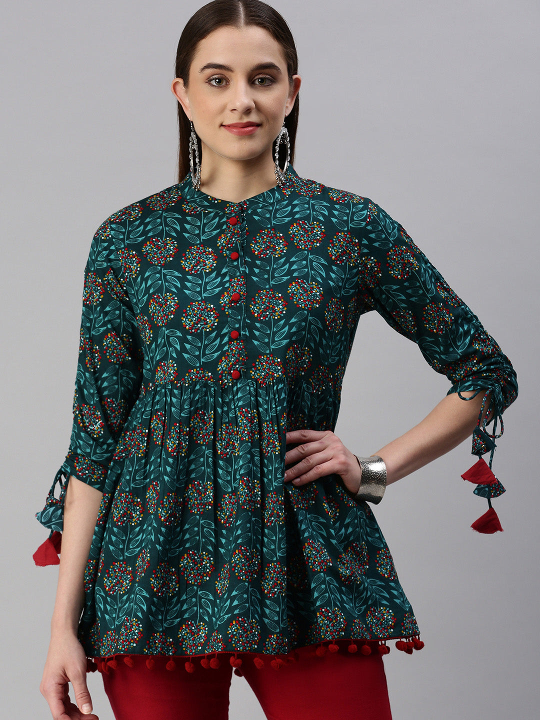 Cotton Floral Peplum Top