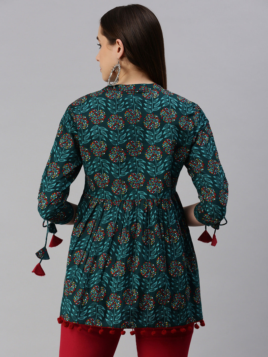 Cotton Floral Peplum Top