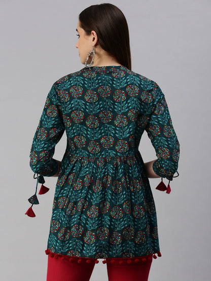 Cotton Floral Peplum Top