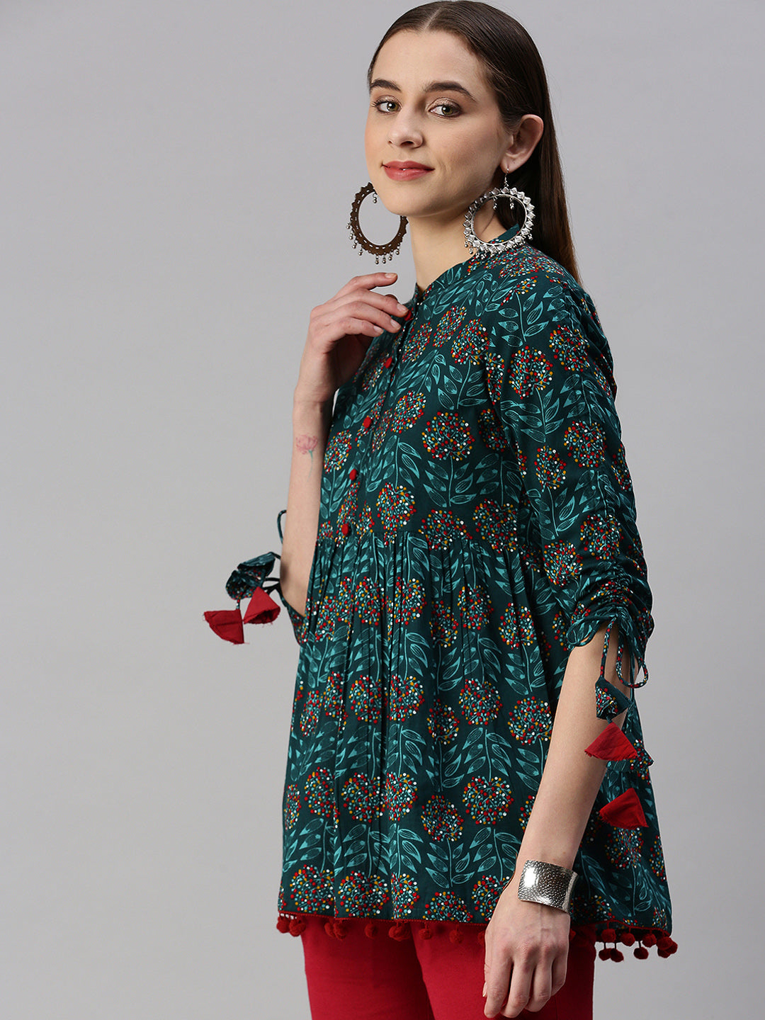 Cotton Floral Peplum Top
