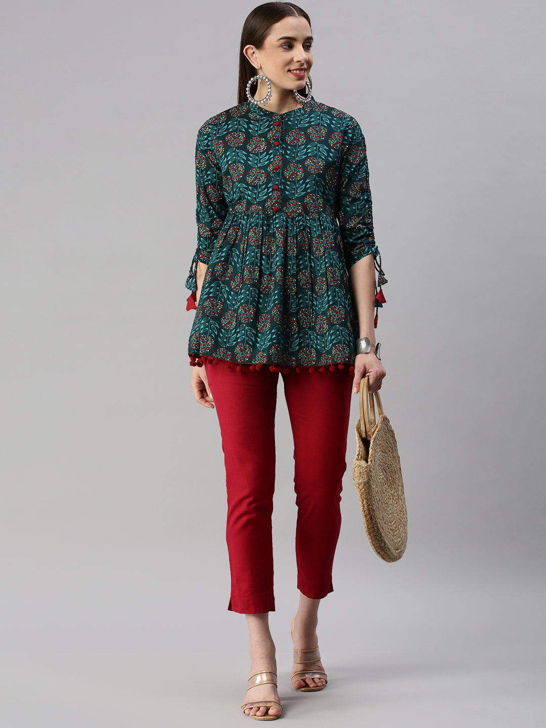 Cotton Floral Peplum Top