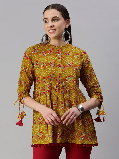 Cotton Floral Peplum Top