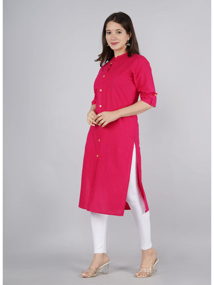 Cotton Solid Straight Kurta