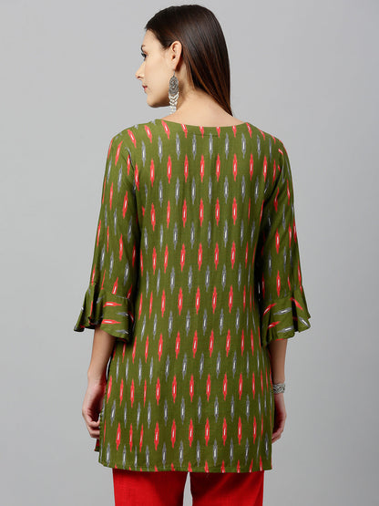 Rayon Ikkat Print Straight Tunic