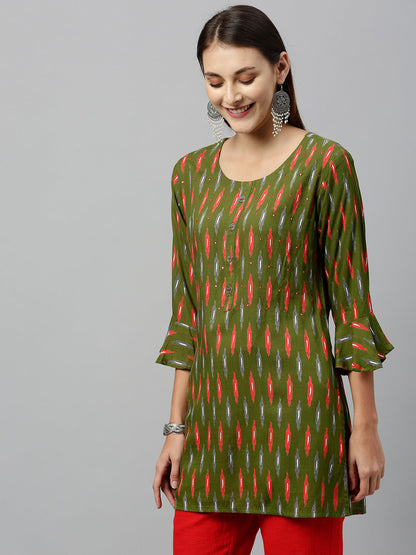 Rayon Ikkat Print Straight Tunic