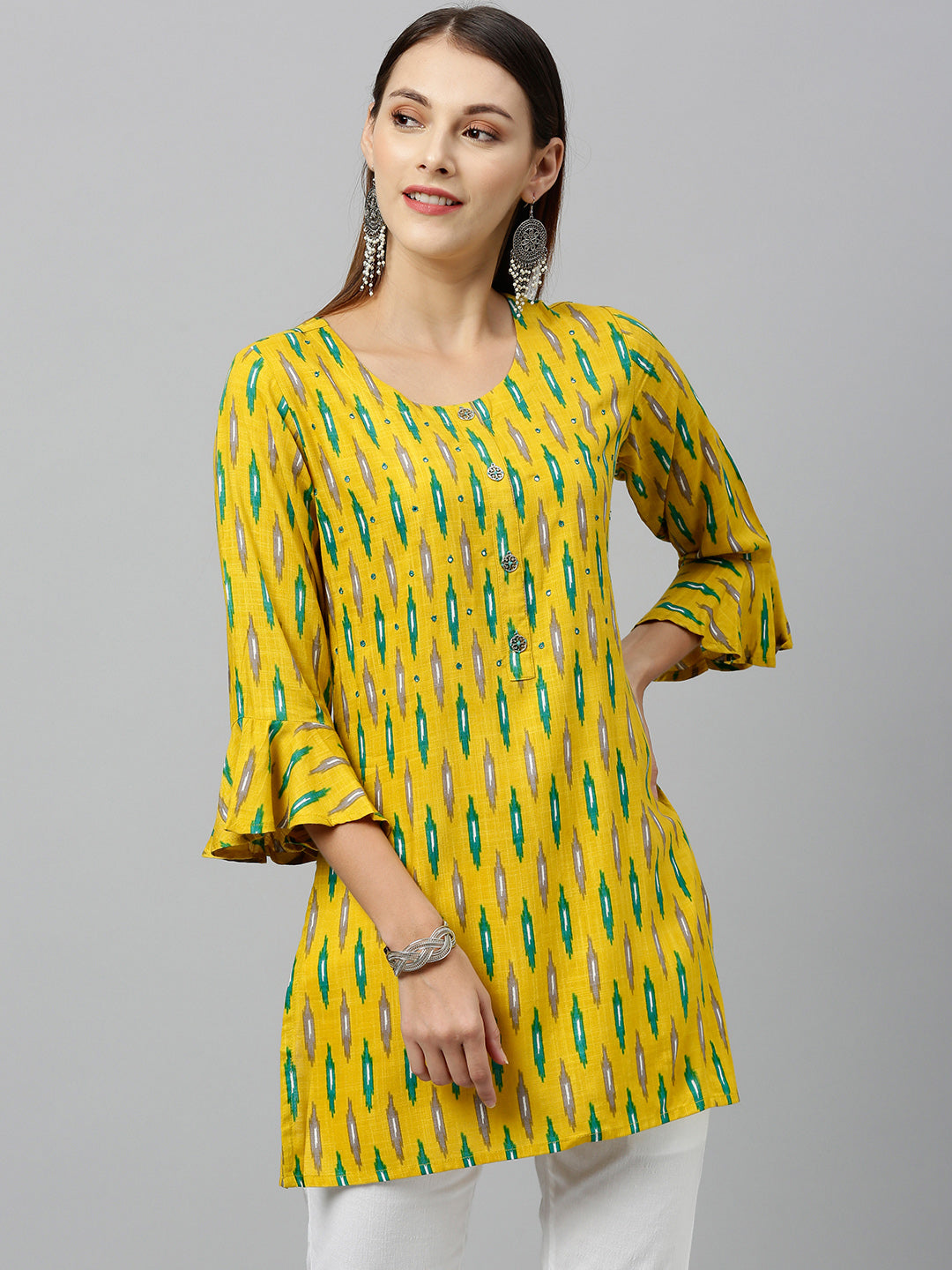 Rayon Ikkat Print Straight Tunic
