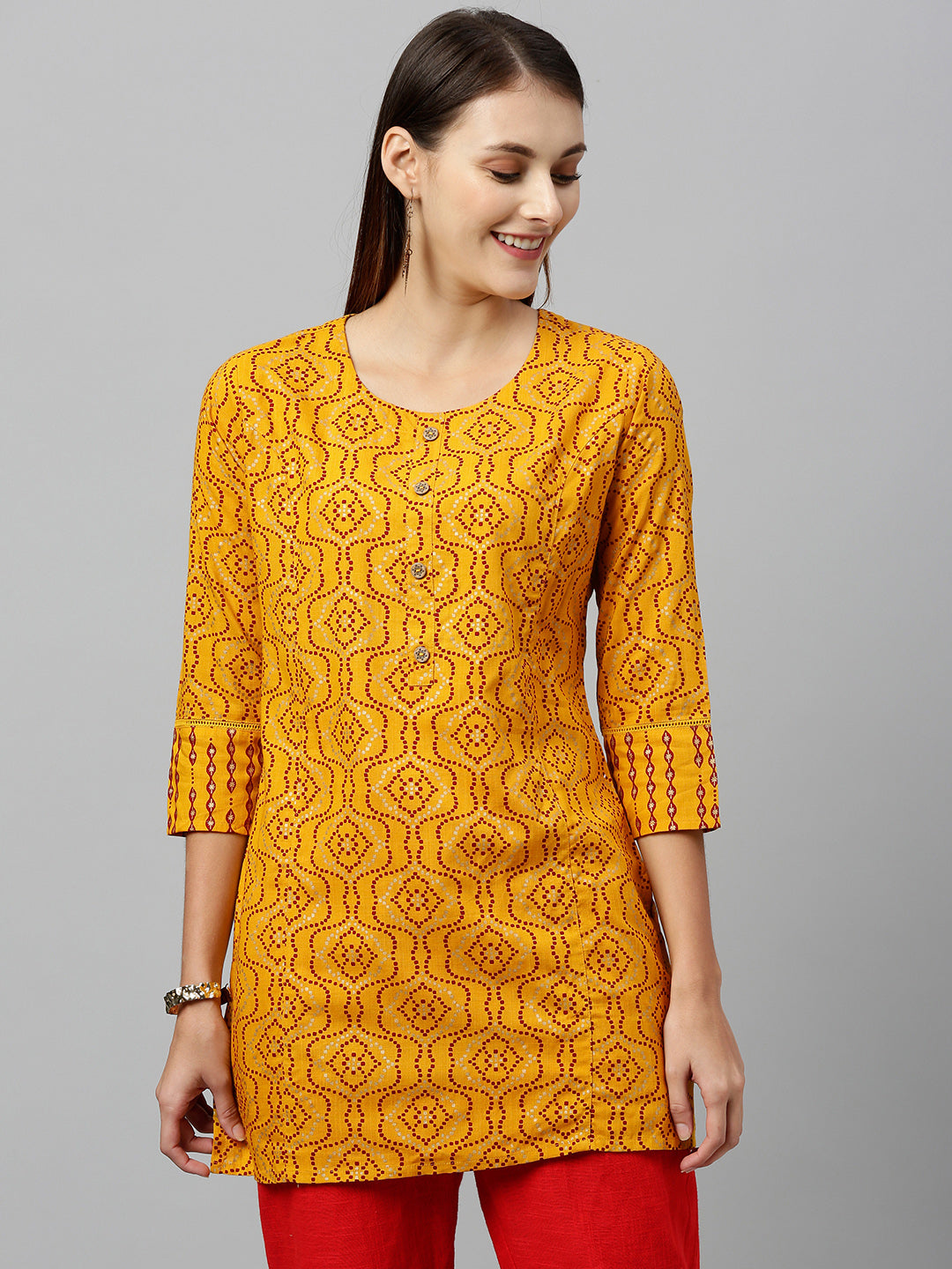 Rayon Gold Print Straight Tunic