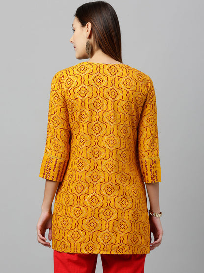 Rayon Gold Print Straight Tunic