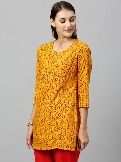 Rayon Gold Print Straight Tunic