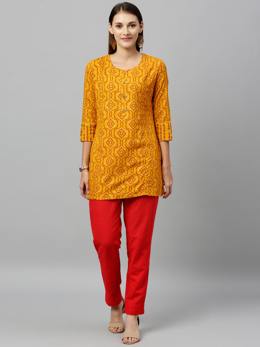 Rayon Gold Print Straight Tunic