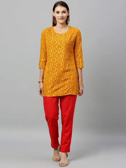 Rayon Gold Print Straight Tunic