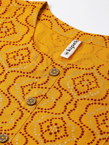 Rayon Gold Print Straight Tunic