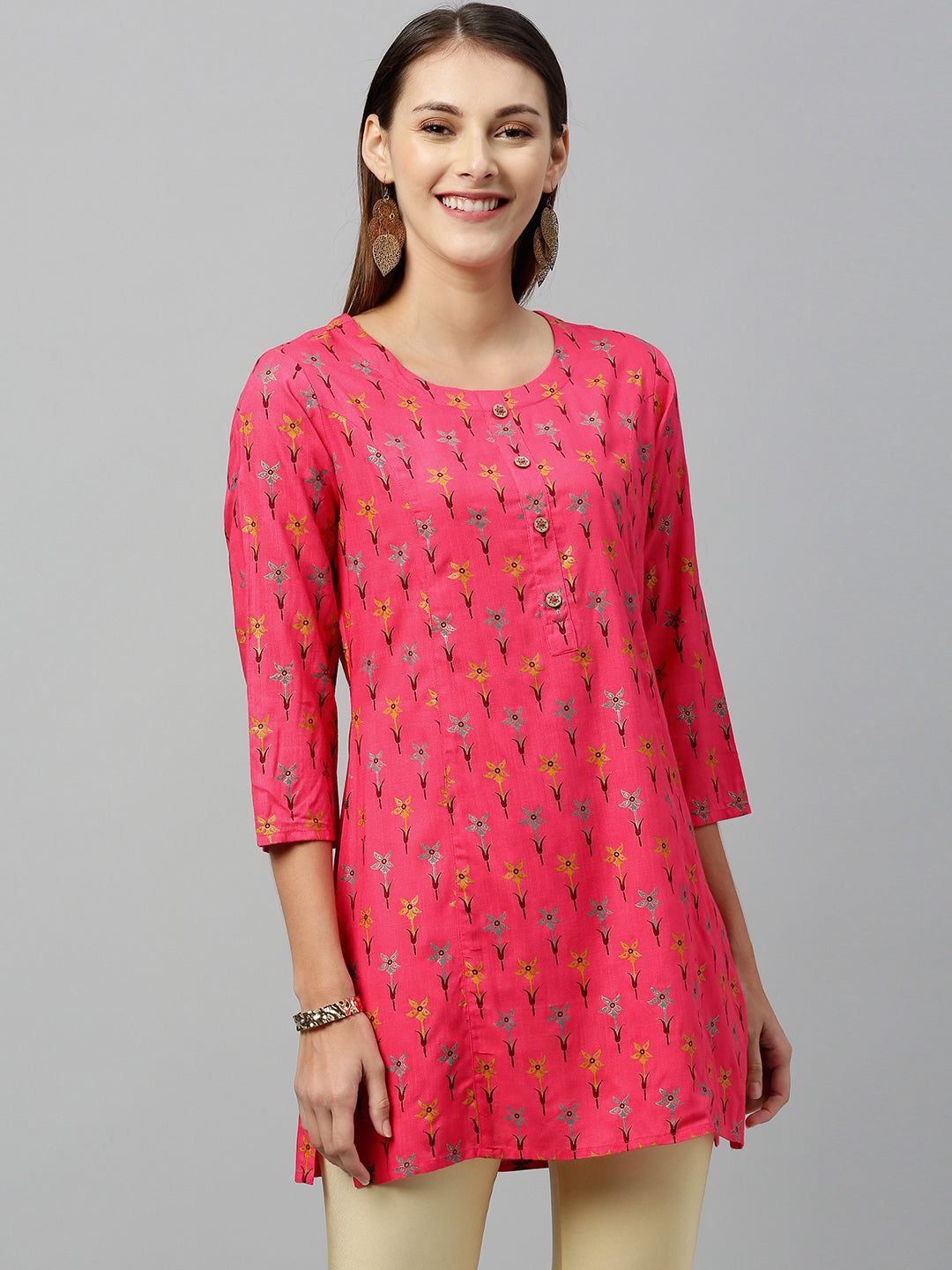 Rayon Floral Print Straight Tunic