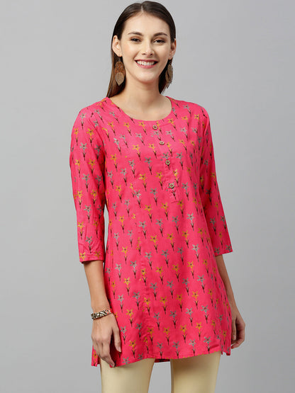 Rayon Floral Print Straight Tunic