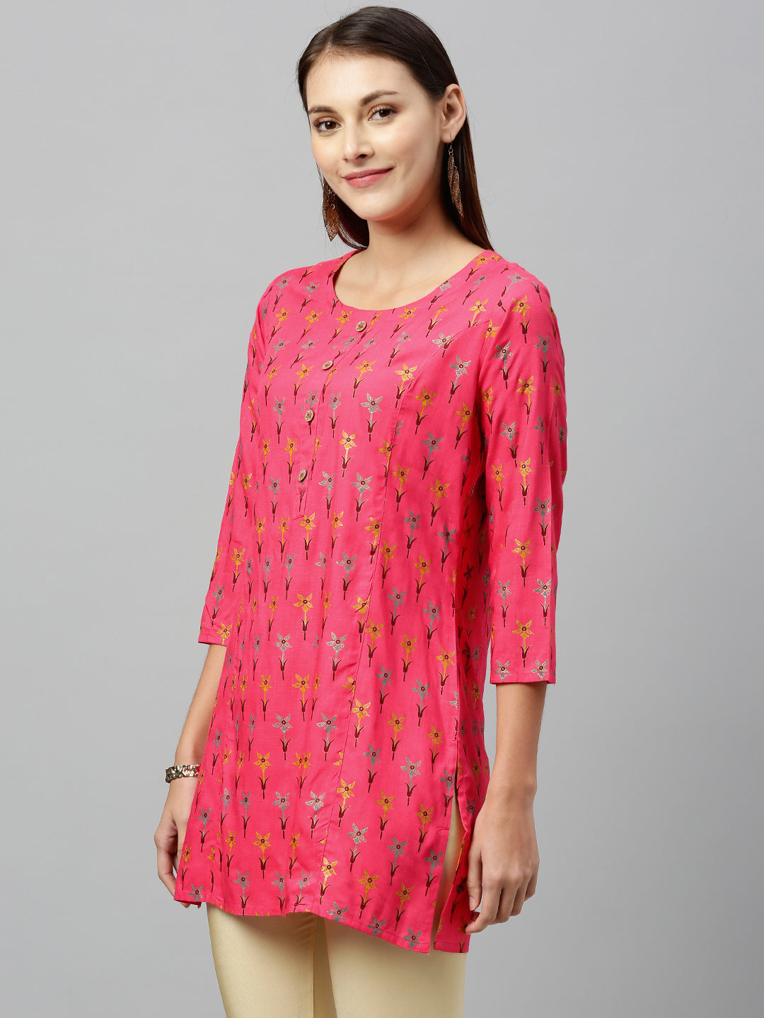 Rayon Floral Print Straight Tunic
