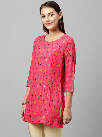 Rayon Floral Print Straight Tunic
