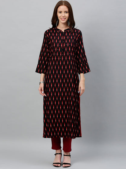 Rayon Ikkat Print Straight Kurta