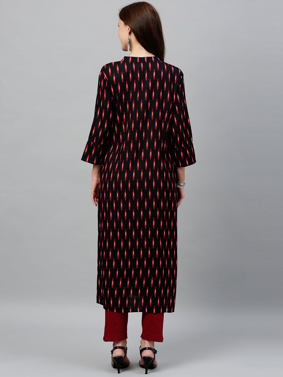 Rayon Ikkat Print Straight Kurta