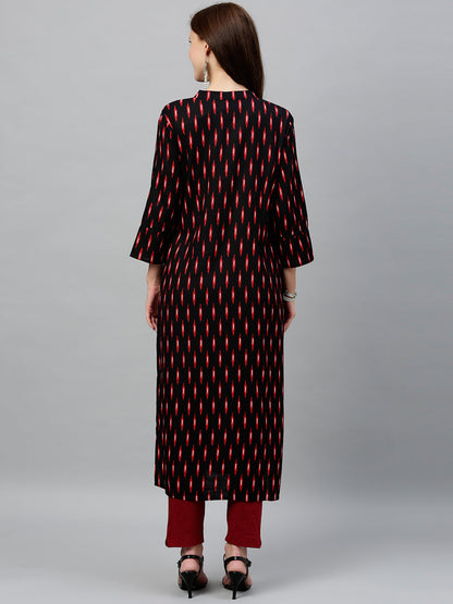 Rayon Ikkat Print Straight Kurta
