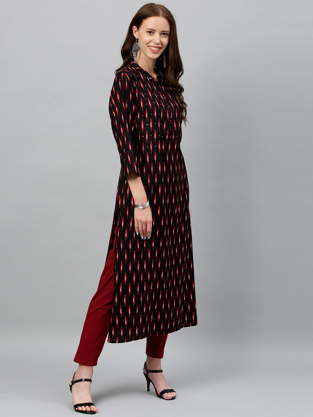 Rayon Ikkat Print Straight Kurta