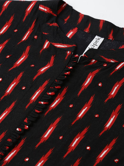 Rayon Ikkat Print Straight Kurta