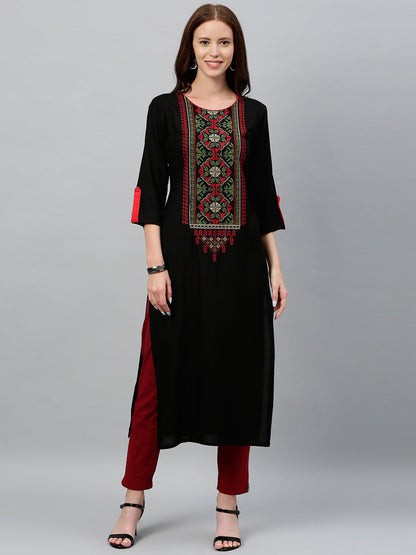 Rayon Solid Straight Kurta