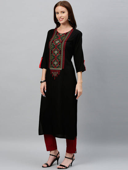 Rayon Solid Straight Kurta