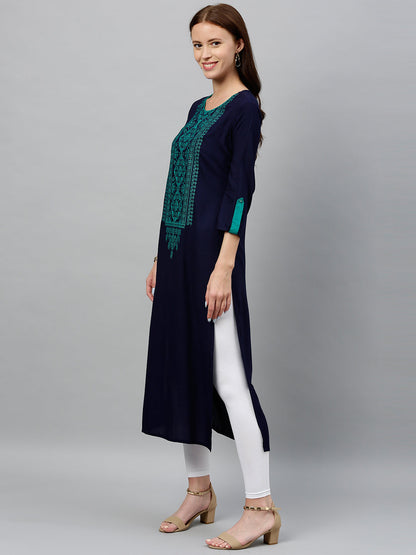 Rayon Solid Straight Kurta