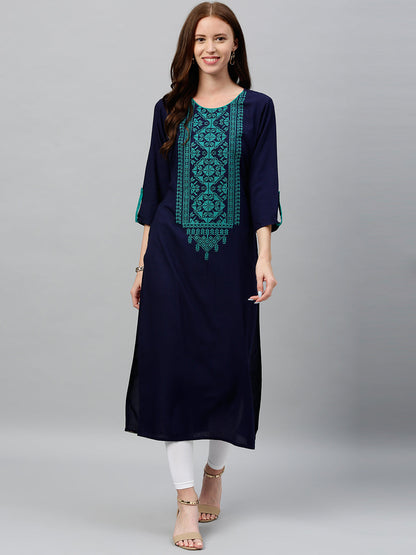 Rayon Solid Straight Kurta