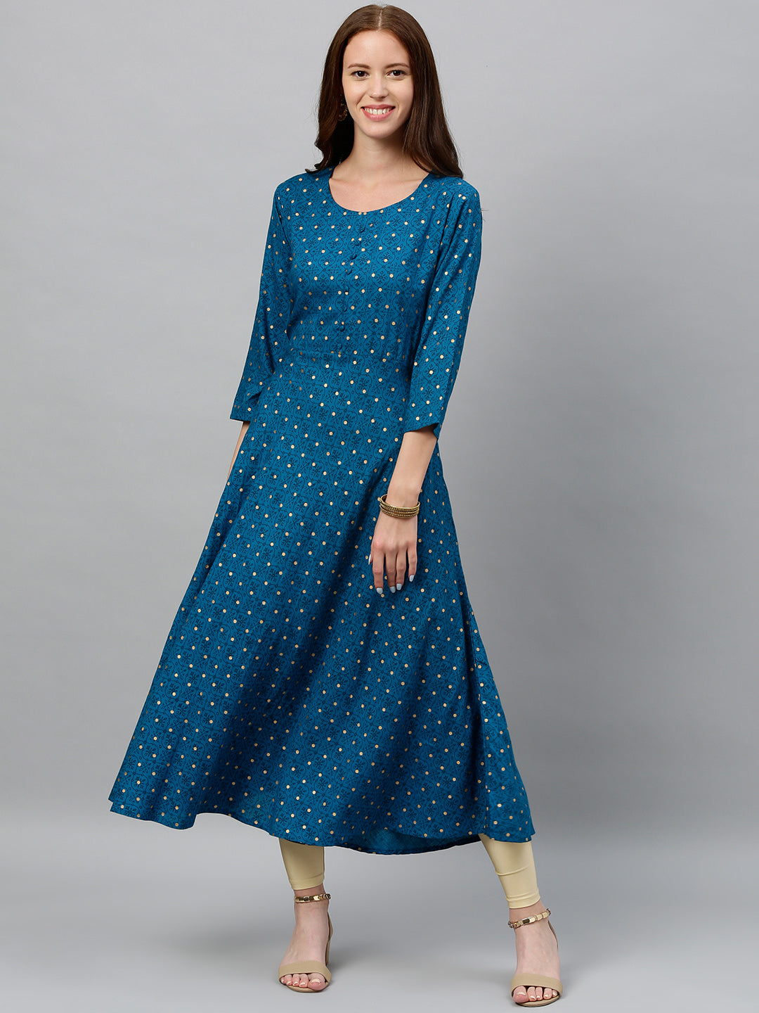 Rayon Polka Dot Anarkali Kurta