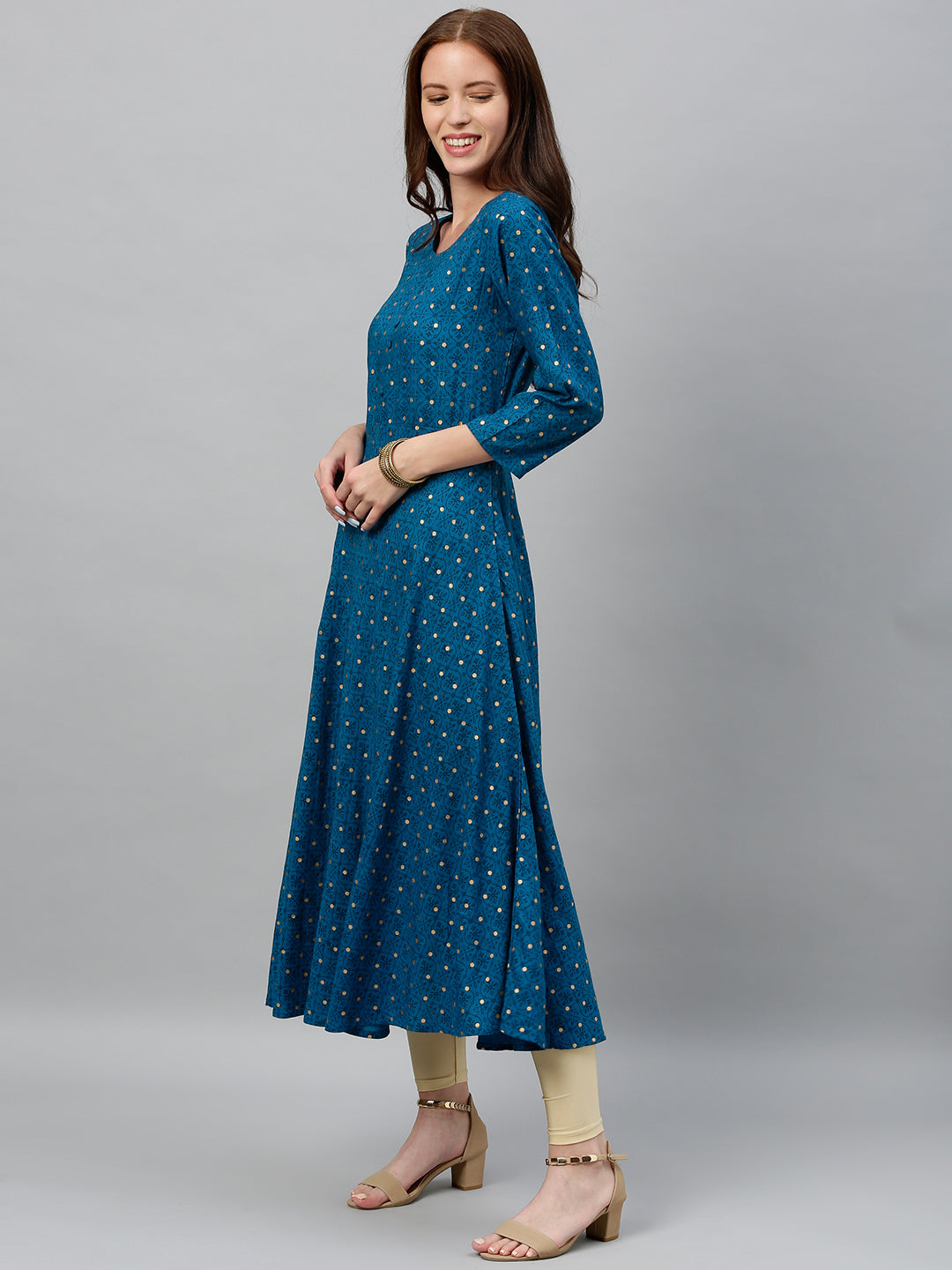 Rayon Polka Dot Anarkali Kurta