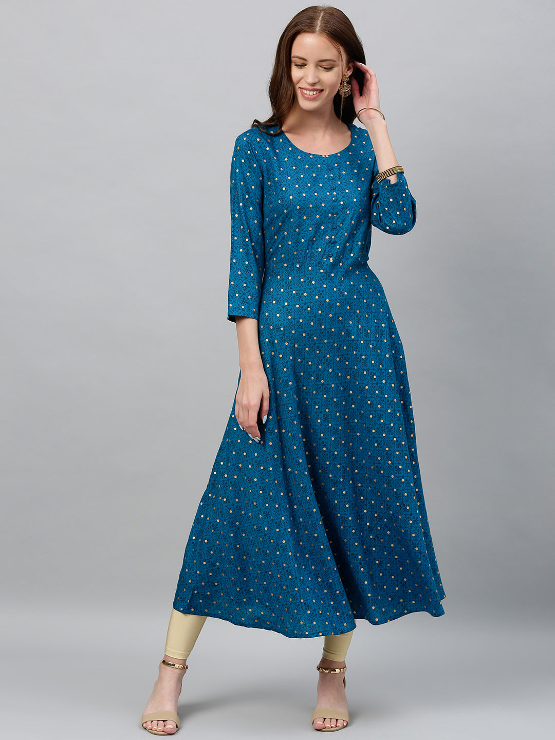 Rayon Polka Dot Anarkali Kurta