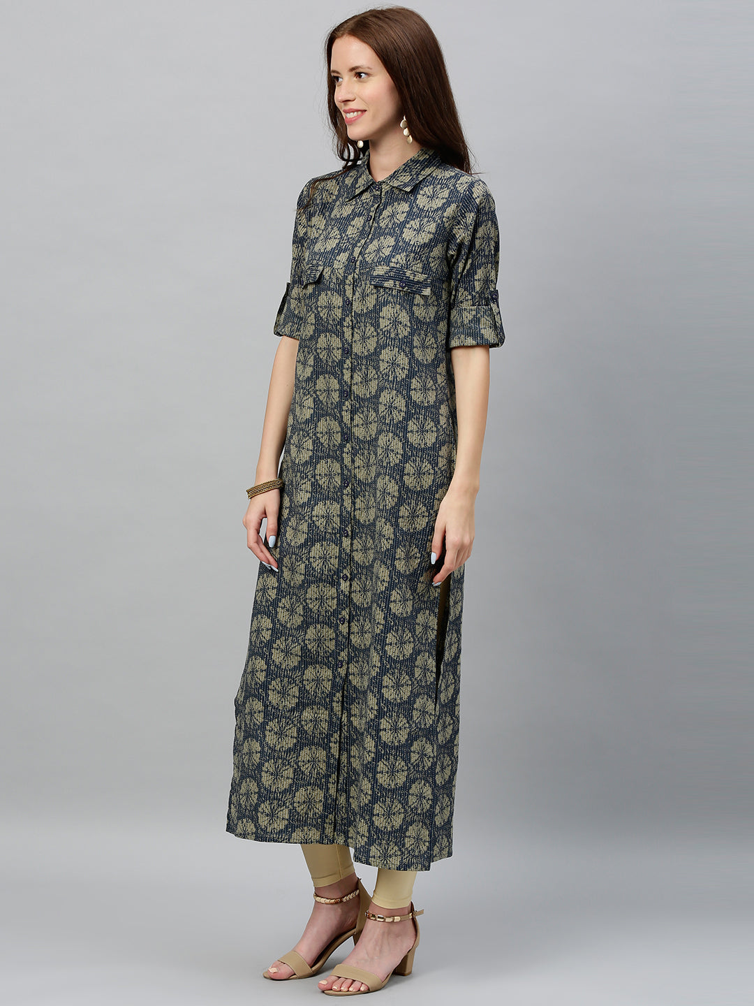 Cotton Printed A-Line Kurta