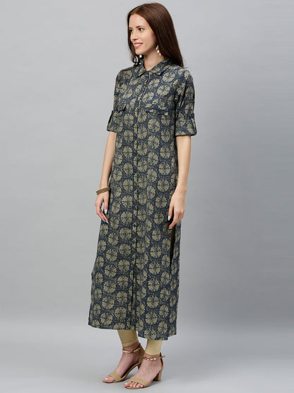 Cotton Printed A-Line Kurta