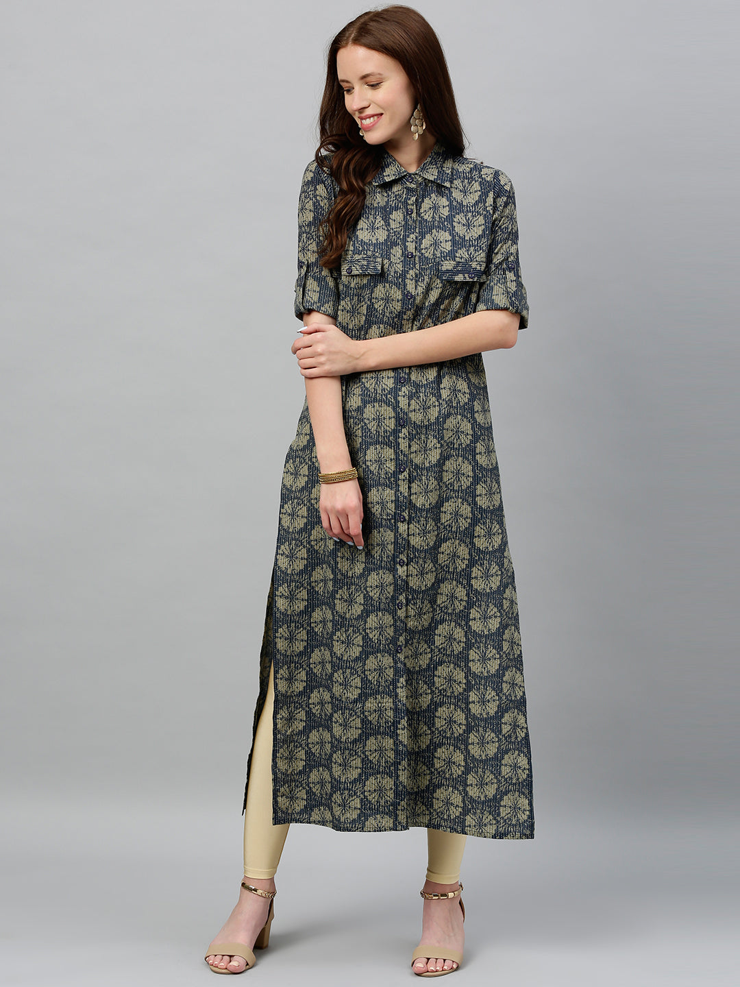 Cotton Printed A-Line Kurta