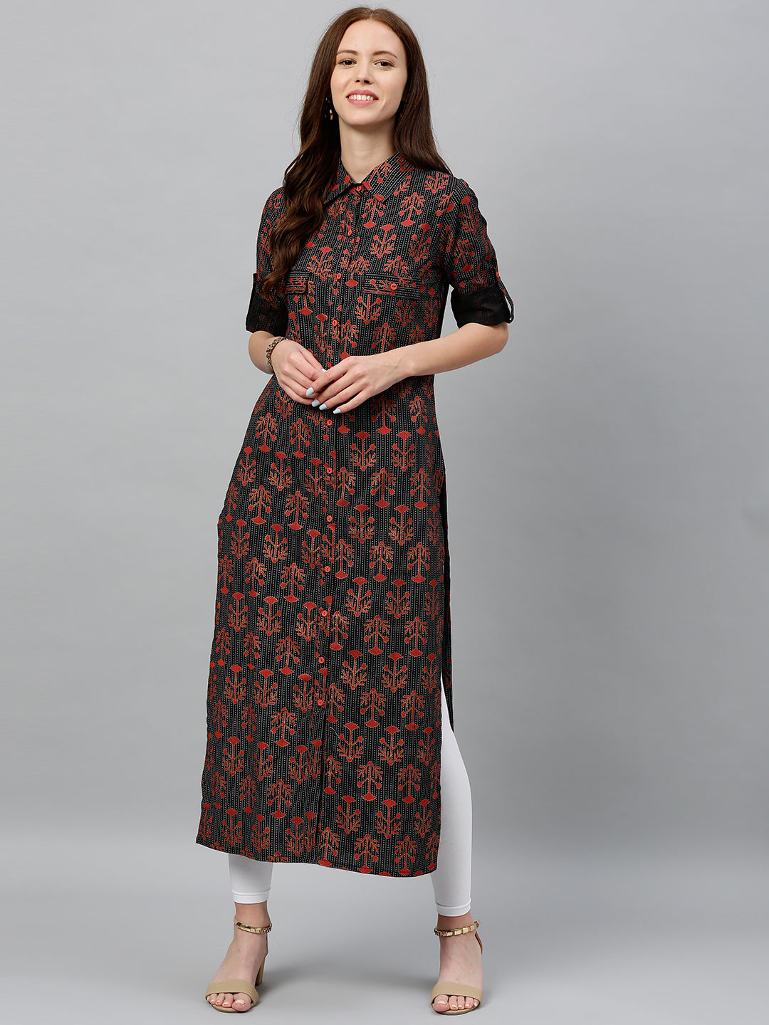 Cotton Printed A-Line Kurta